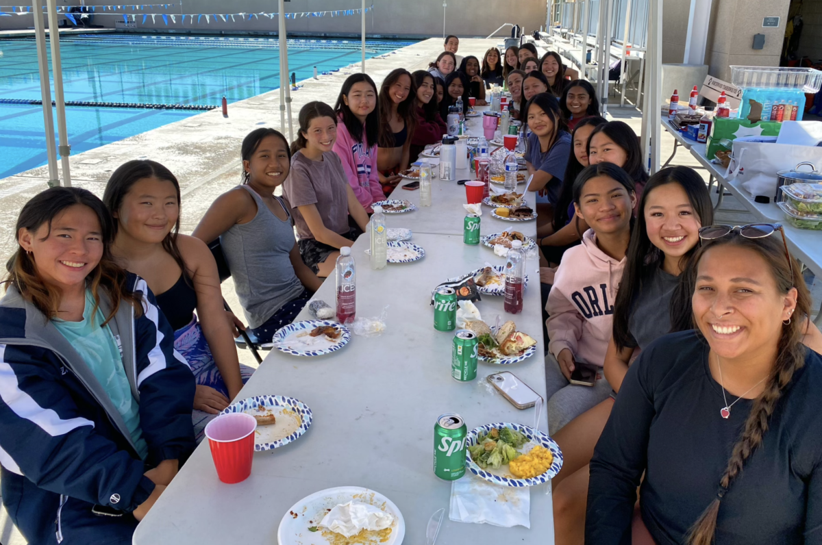 TEAM TIME, TURKEY TIME: Northwood girls water polo celebrates their team Thanksgiving meal after a morning practice over the break. Photo provided by Kyle Kim-E.